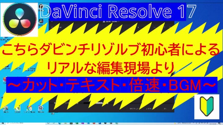 ダビンチリゾルブ初心者が自分で撮った動画を編集しながらそのやり方を話しています～映像カット・早送り・テキスト(縁取りも)・BGM～