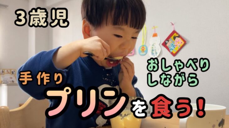 #8【育児　vlog】3歳児手作りプリンを食う！【スマホで動画撮影、動画編集】